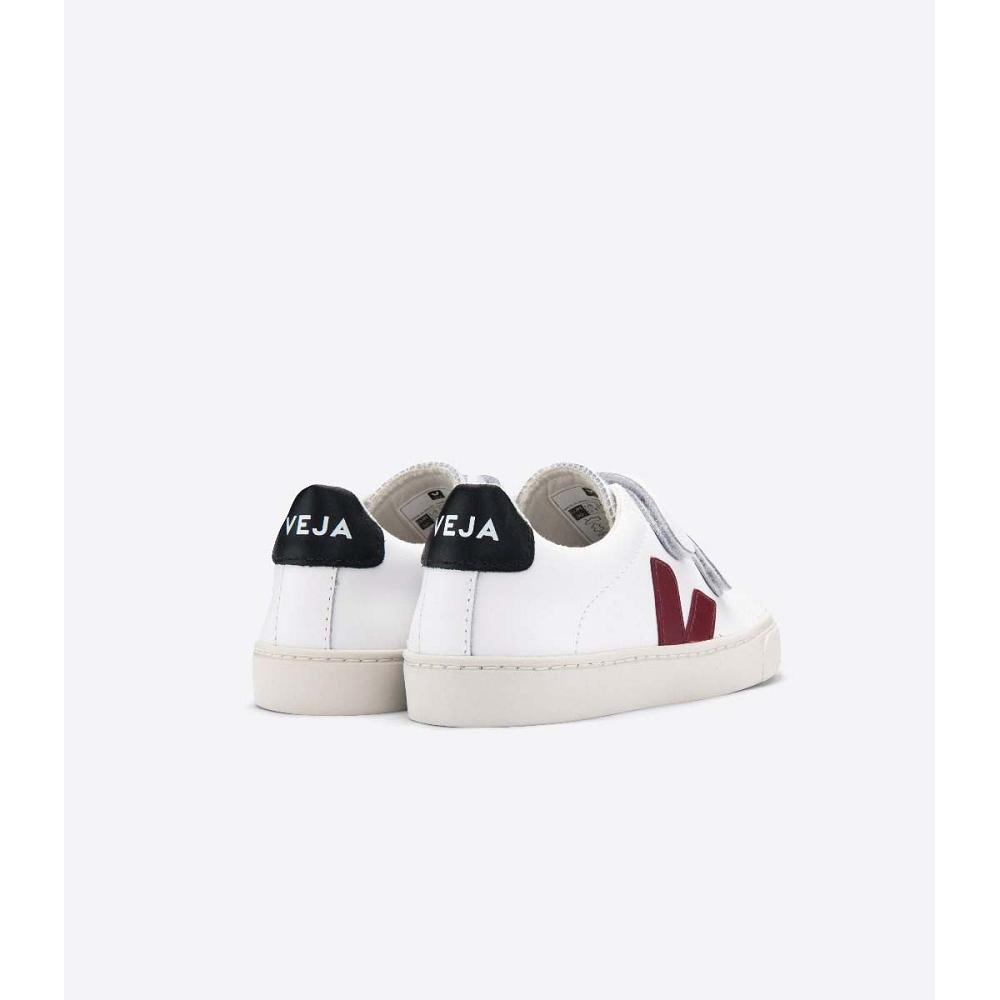 Veja ESPLAR LEATHER Kids' Sneakers White/Black/Red | NZ 819MQZ